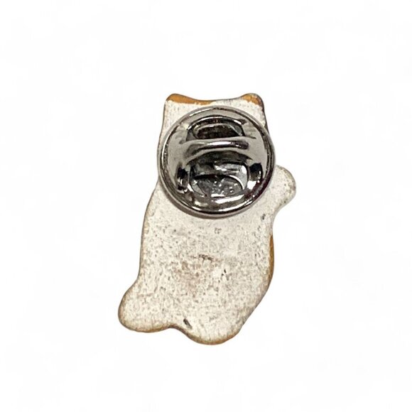 Vintage Tortoiseshell Cat Pin Orange Brown White Ceramic 1.5" - Picture 2 of 4